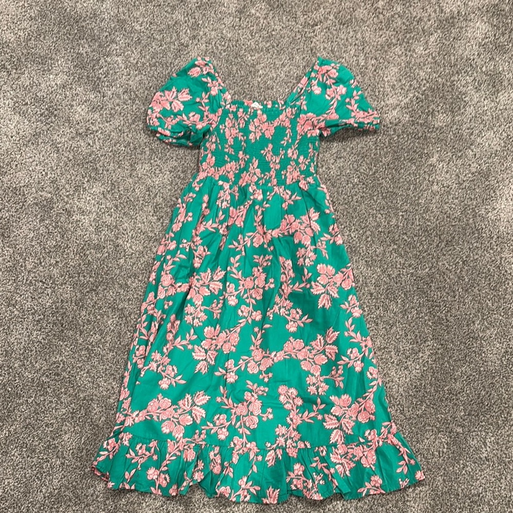J.Crew Floral Green and Pink Dress